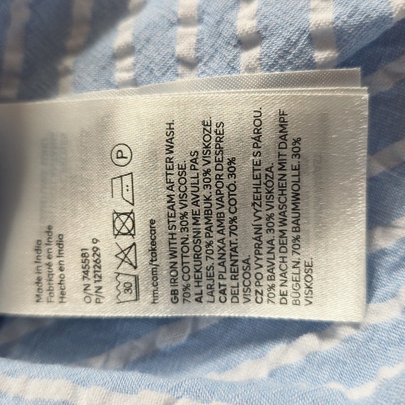 H&M Blue & White Stripe Pullover Top.  Size Small.  New With Tag. - Picture 11 of 11